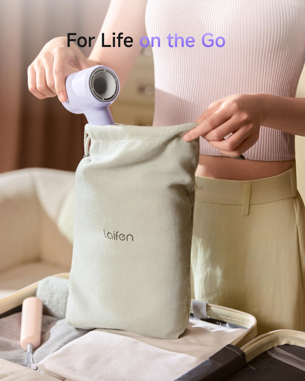 Laifen Air 15 stored in included pouch to protect the dryer during travel