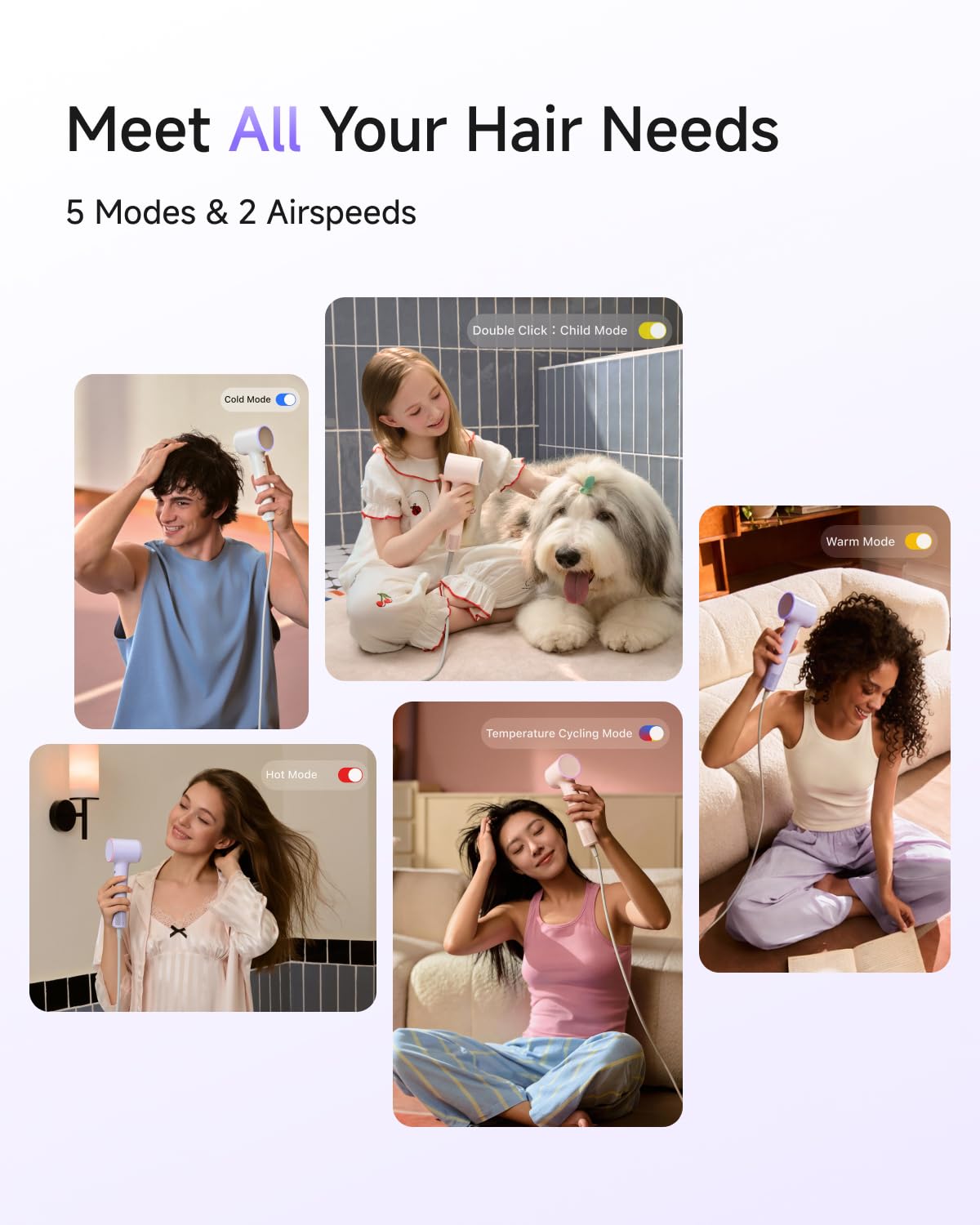 Laifen Air 15 being used on long hair to show fast drying and frizz control benefit