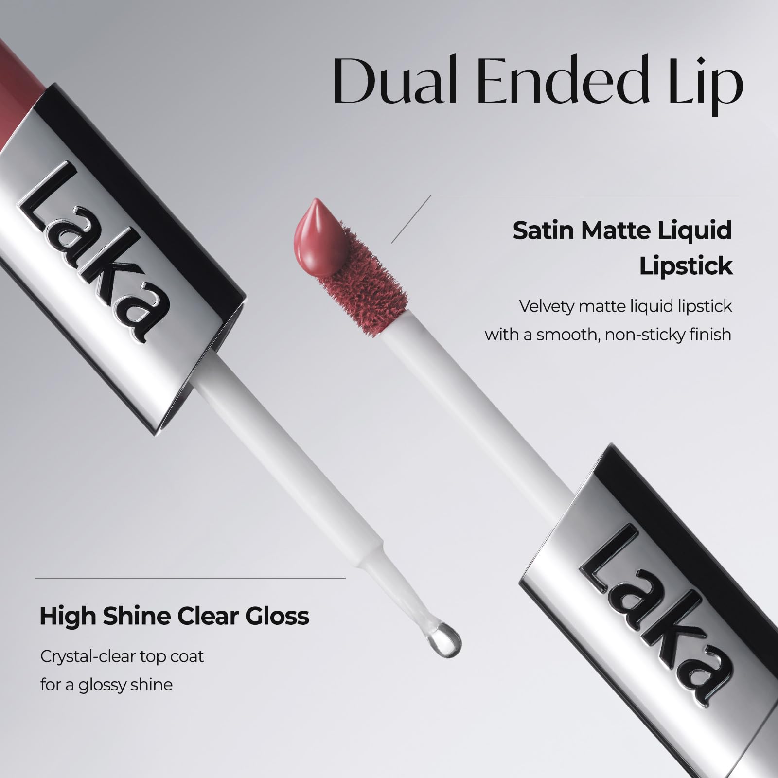 Close-up of Laka dual-ended design highlighting the two applicators and convenience