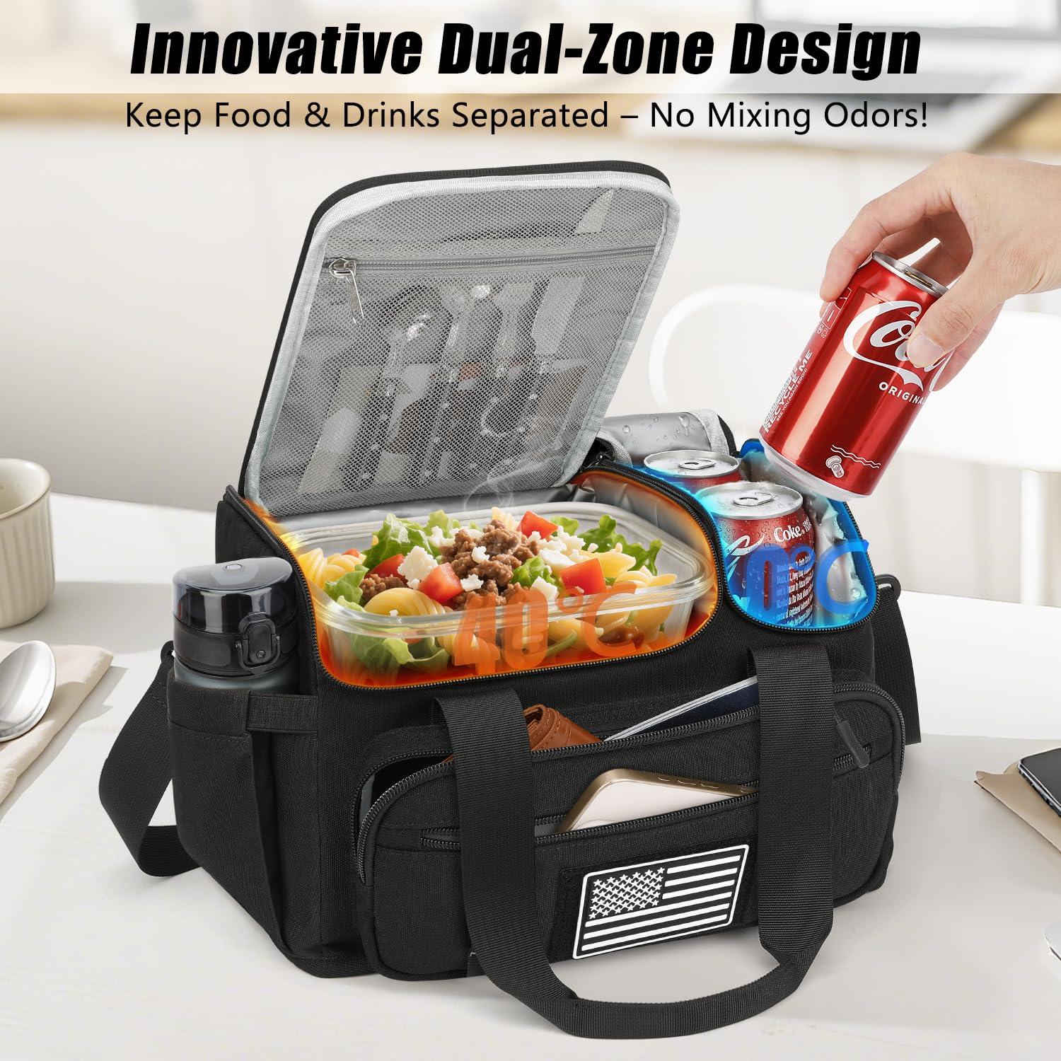 Laktru open dual compartments displaying separated hot and cold sections, preserves meal quality
