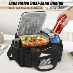 Laktru open dual compartments displaying separated hot and cold sections, preserves meal quality
