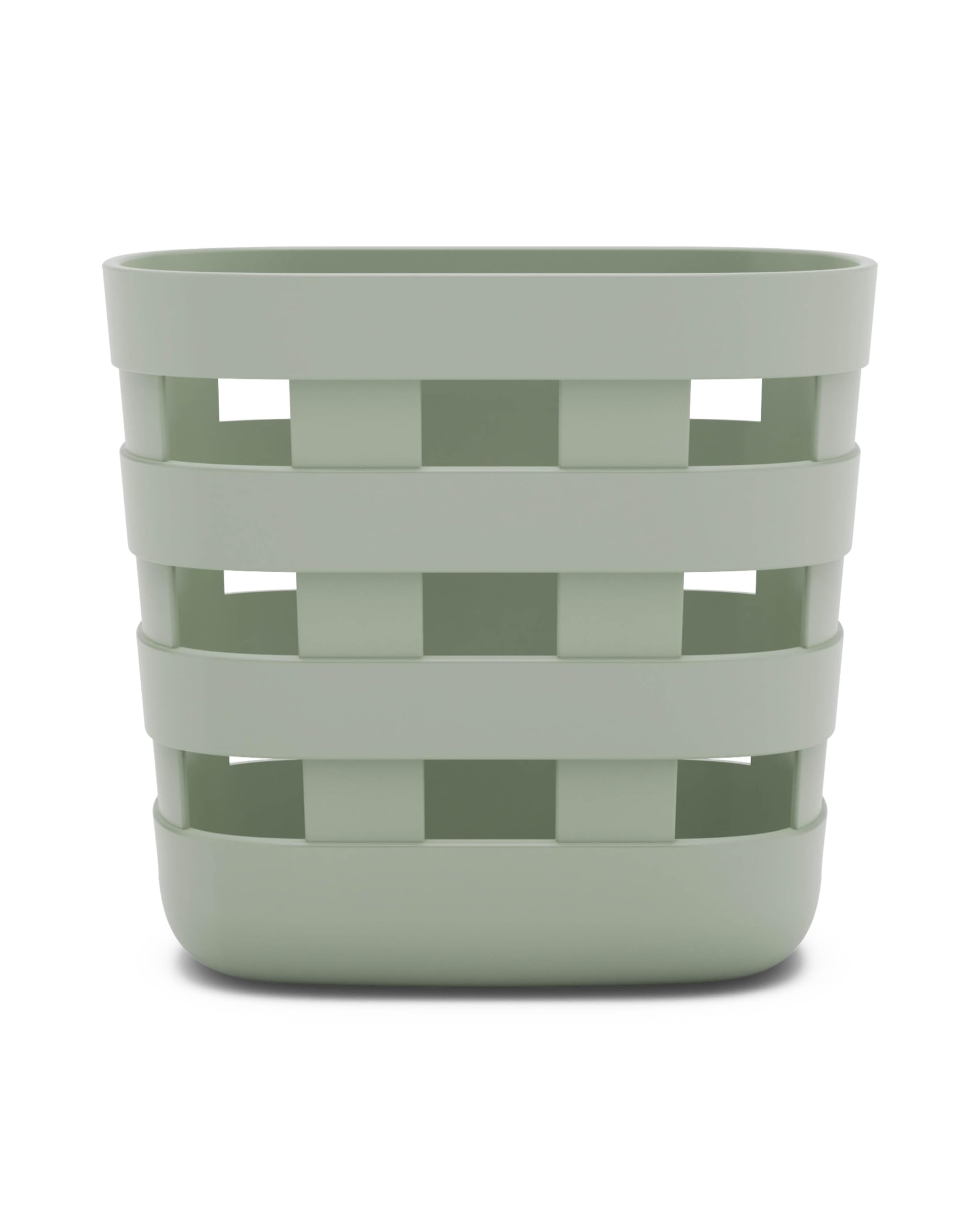 Lalo front view of bath time storage bin shows tidy organization benefit