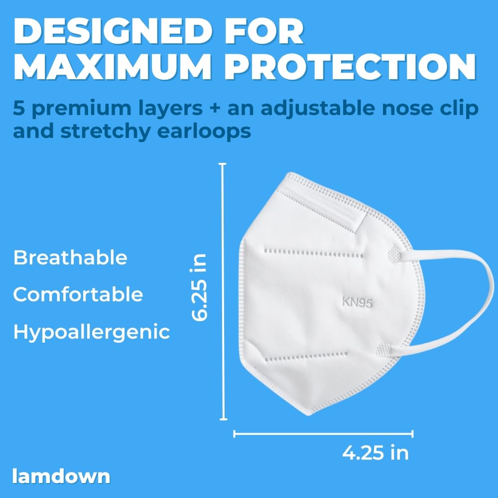 Lamdown mask next to ruler illustrating compact size and portability
