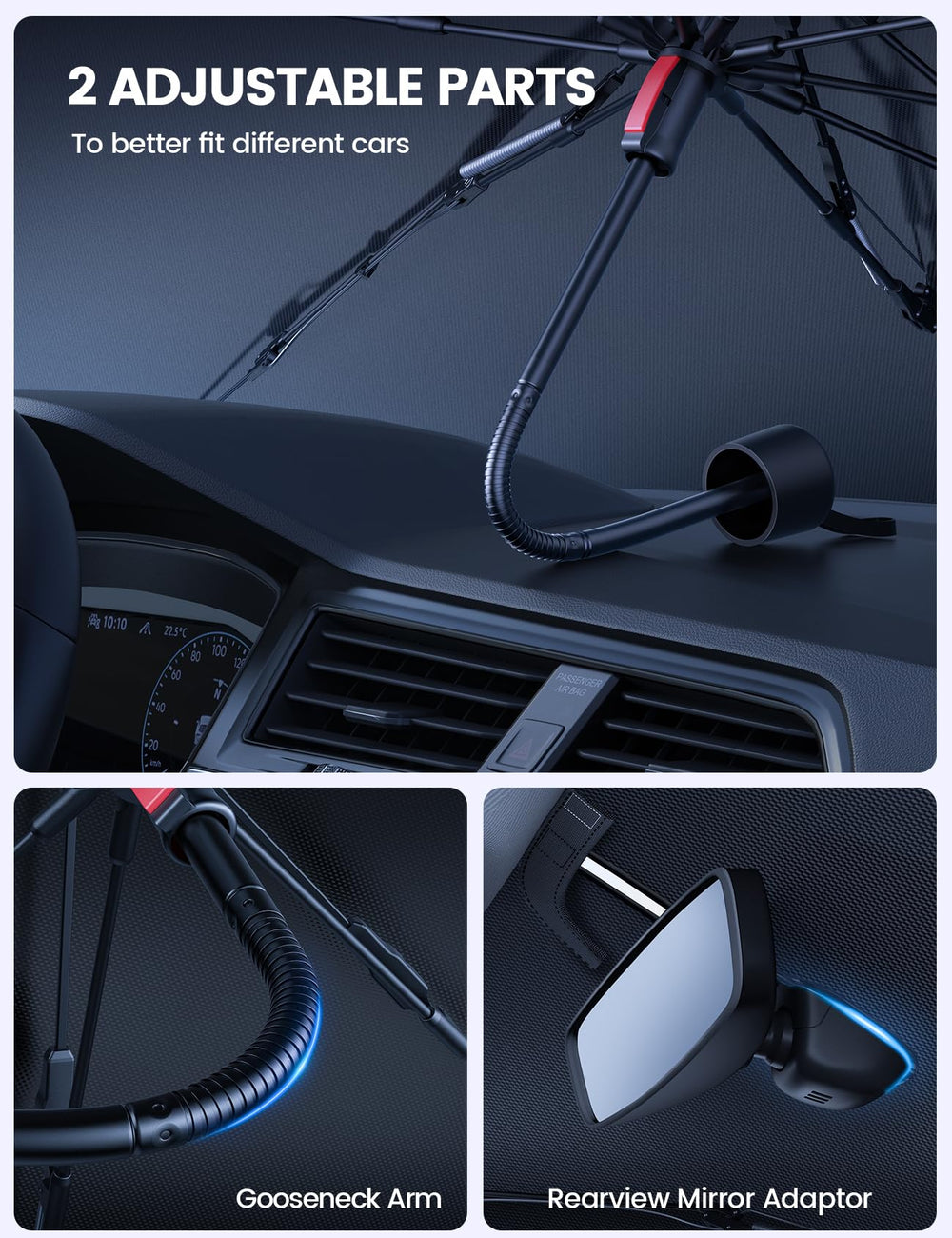 Anti-puncture rib tip detail on Lamicall shade preventing scratches to glass and trim