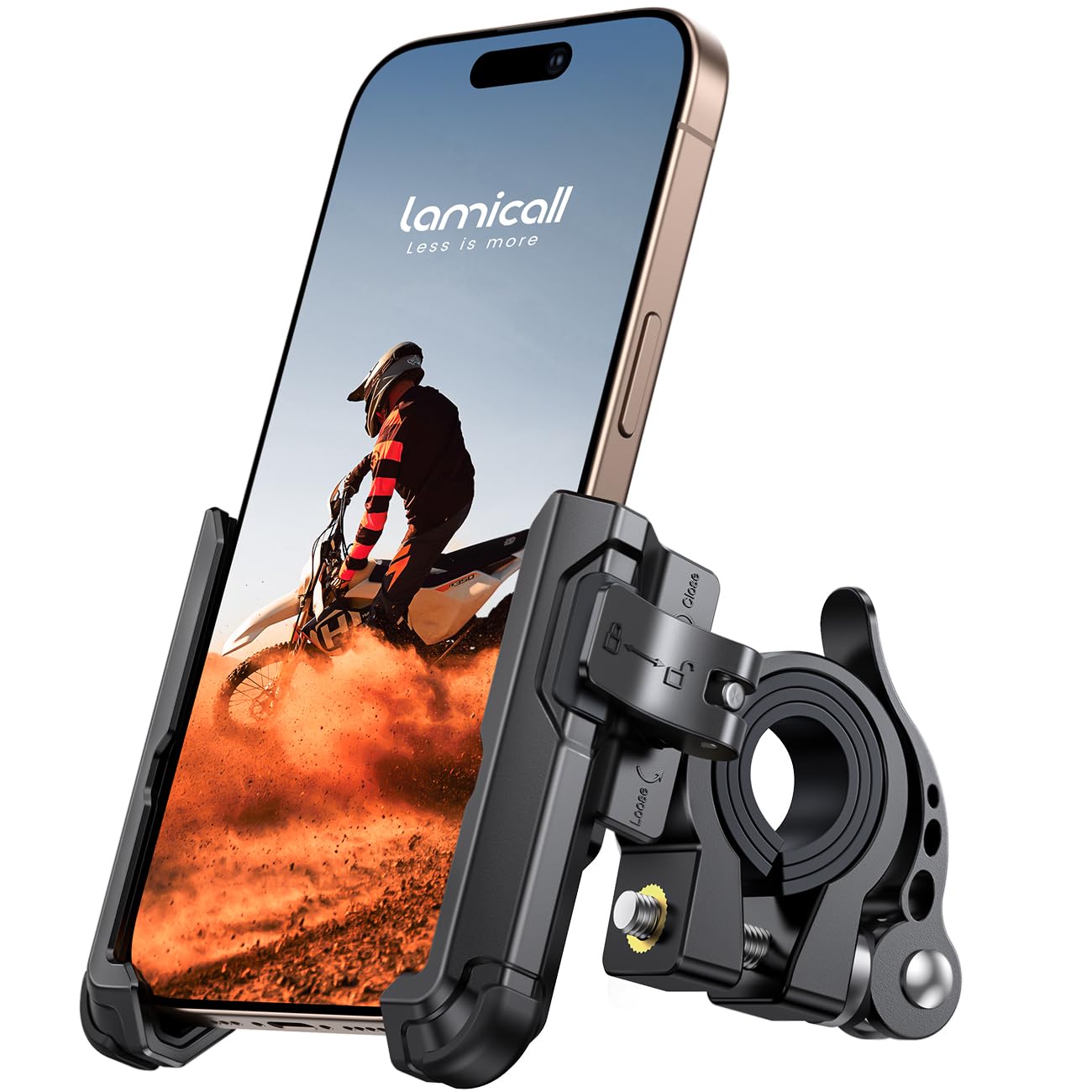 Lamicall front view of phone mount showing secure grip and clear display