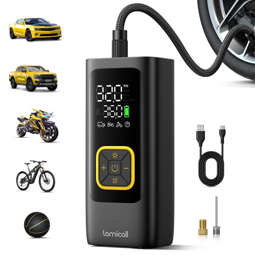 Lamicall inflator front view showing compact design and portability benefit