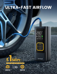 Lamicall inflator held in hand to show compact size and easy storage