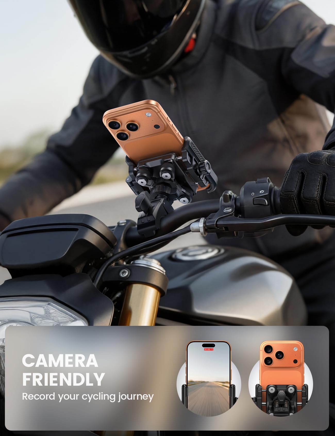 Lamicall clamp detail with silicone padding protecting phone edges from impact