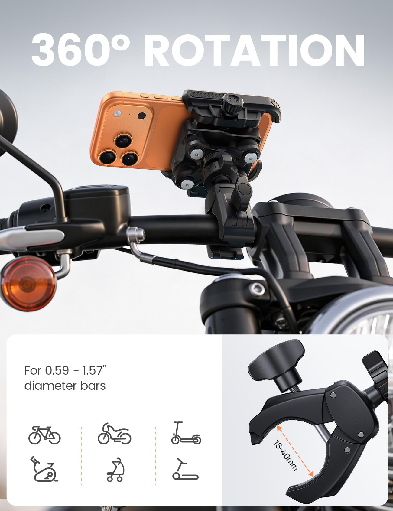 Lamicall mount beside a large smartphone showing fit for big-screen devices