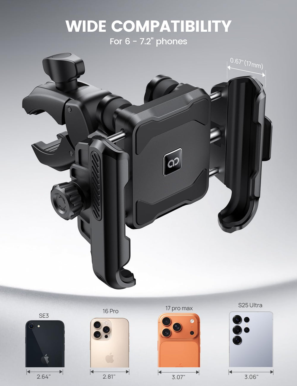 Lamicall semi-closed cradle illustrating unobstructed camera for recording rides
