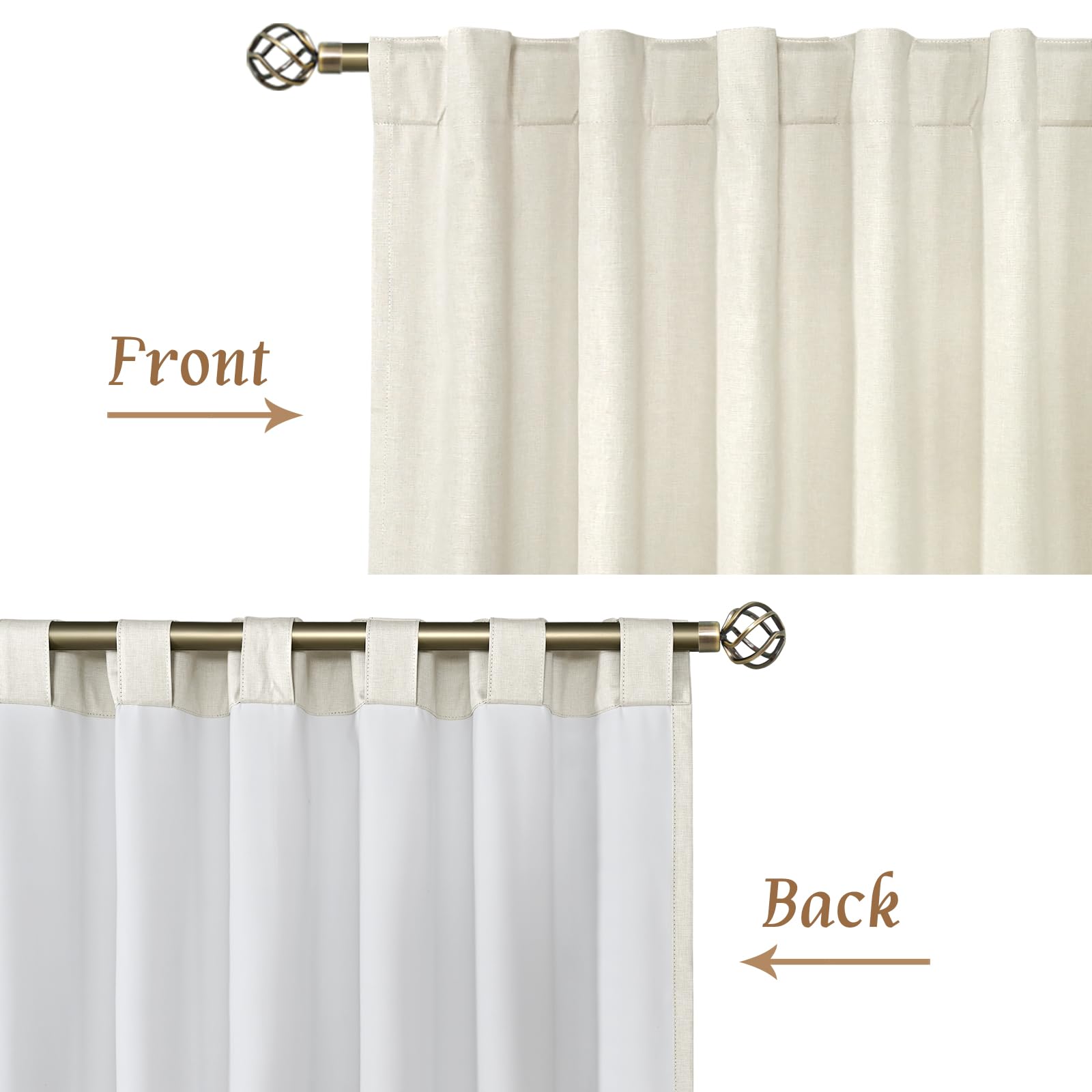 LAMIT folded curtain set flatlay showing packaged condition and ready-to-install benefit