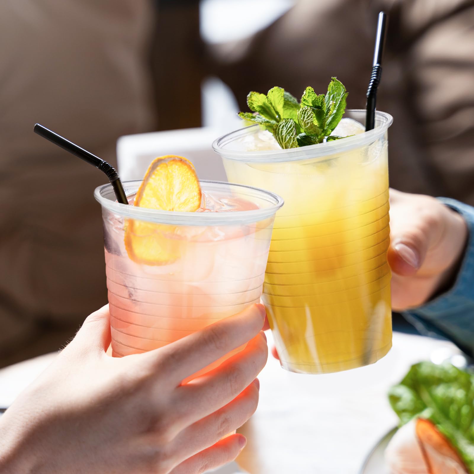 Lamosi cup in use at a party serving iced drinks with presentable clarity