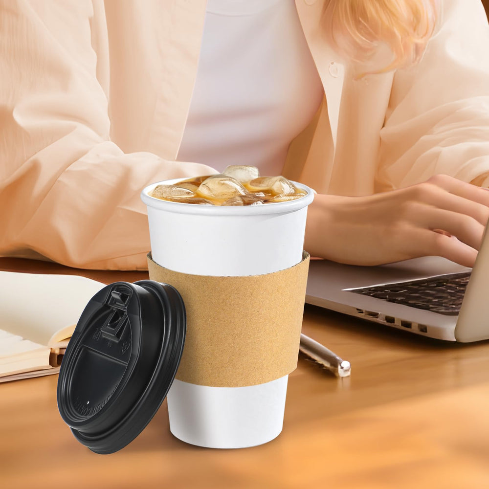 Lamosi cup with espresso pour showing suitability for hot beverage service