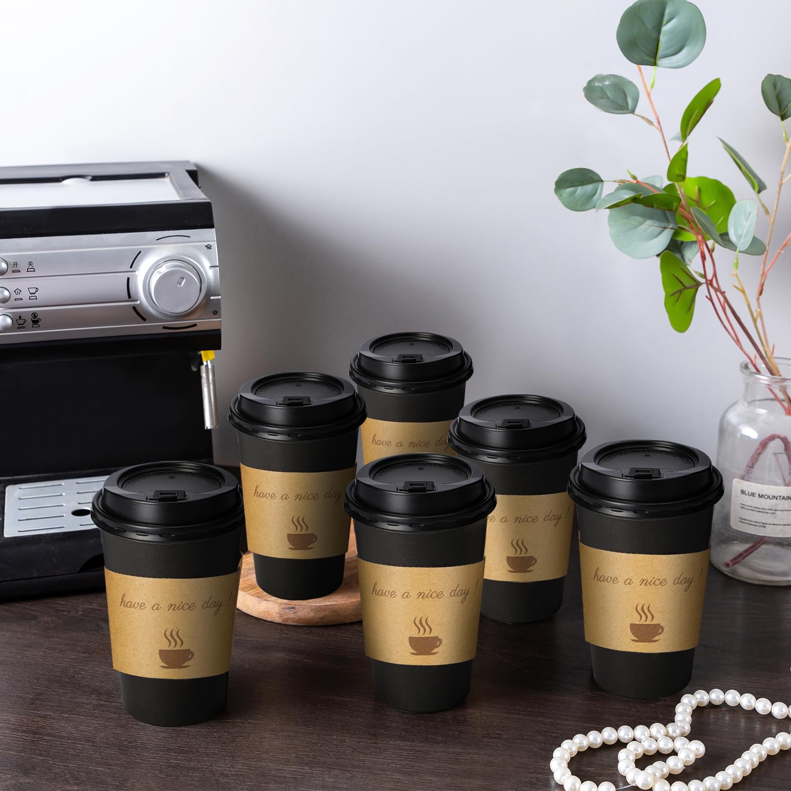 Lamosi cups arranged at a coffee station for events highlighting quick service convenience