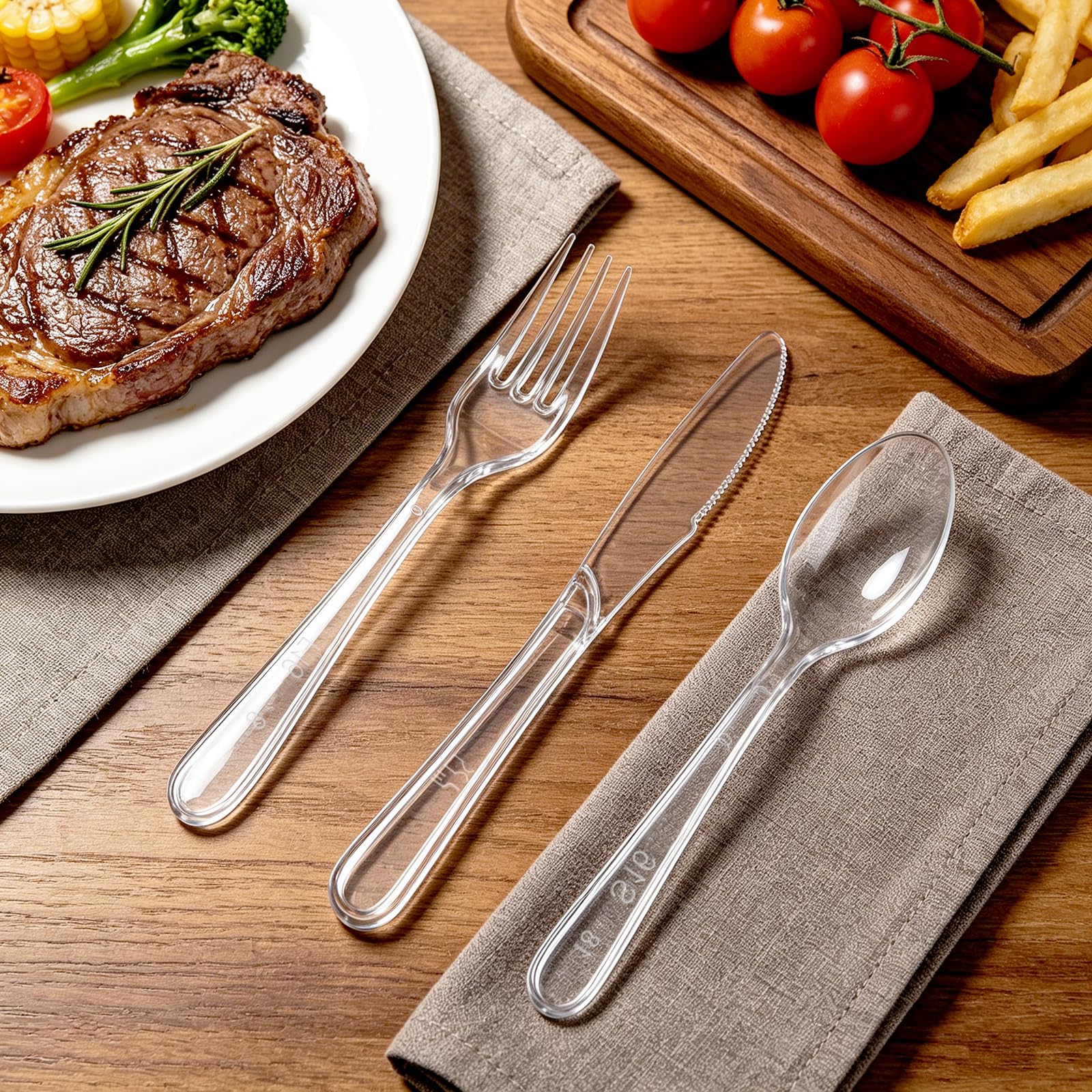 Lamosi utensils next to hand for scale showing comfortable grip