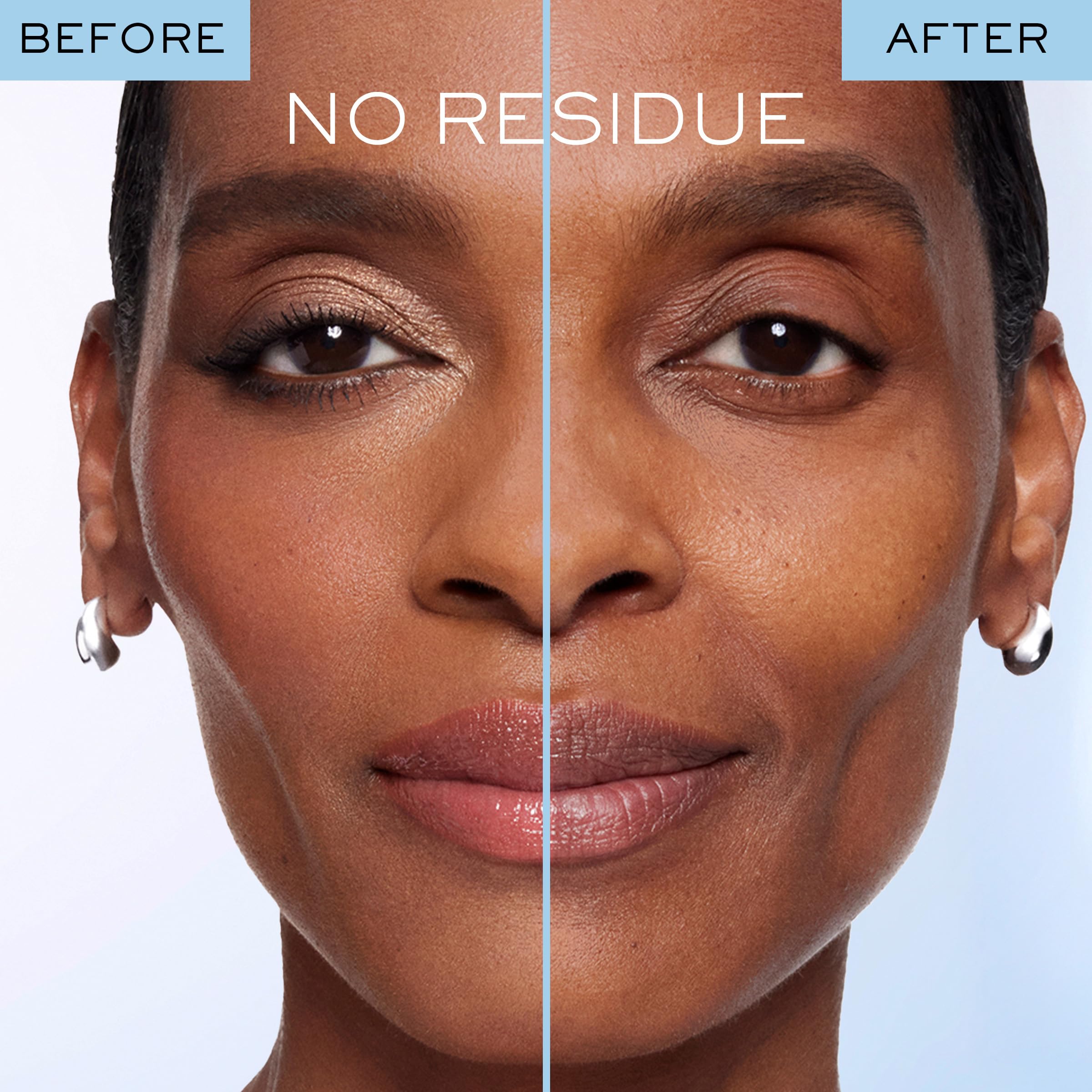 Lancôme Bi-Facil before and after mascara removal showing clean lash results