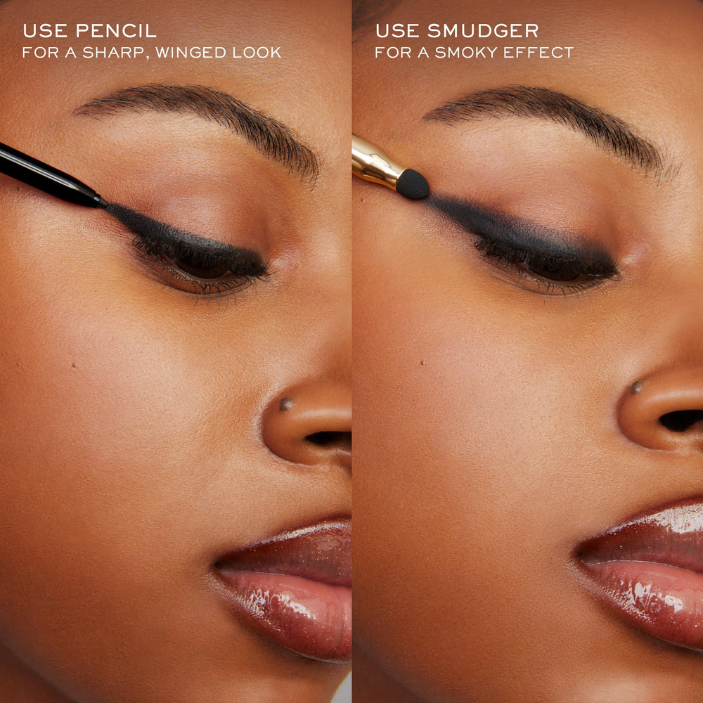 Lancôme pencil beside makeup bag illustrating convenient everyday carry