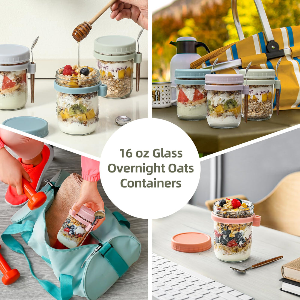LANDNEOO jar beside water bottle showing 16 oz scale for portion control