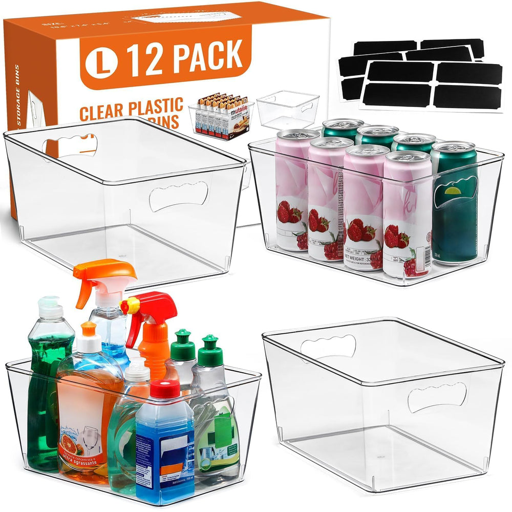 LANDNEOO front view of 12-pack showing neat uniform pantry storage benefit