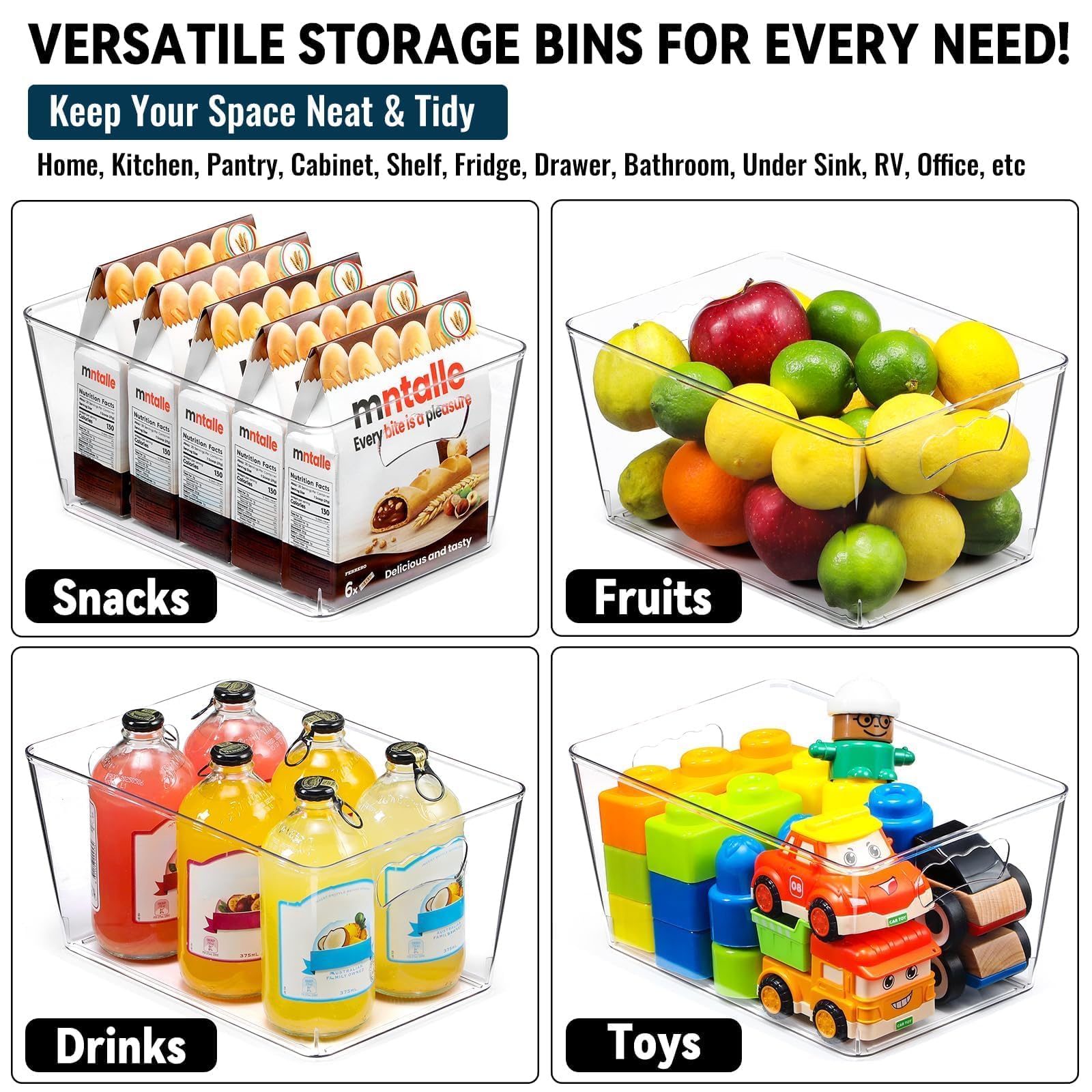 LANDNEOO bins arranged on pantry shelf creating tidy zone-based storage