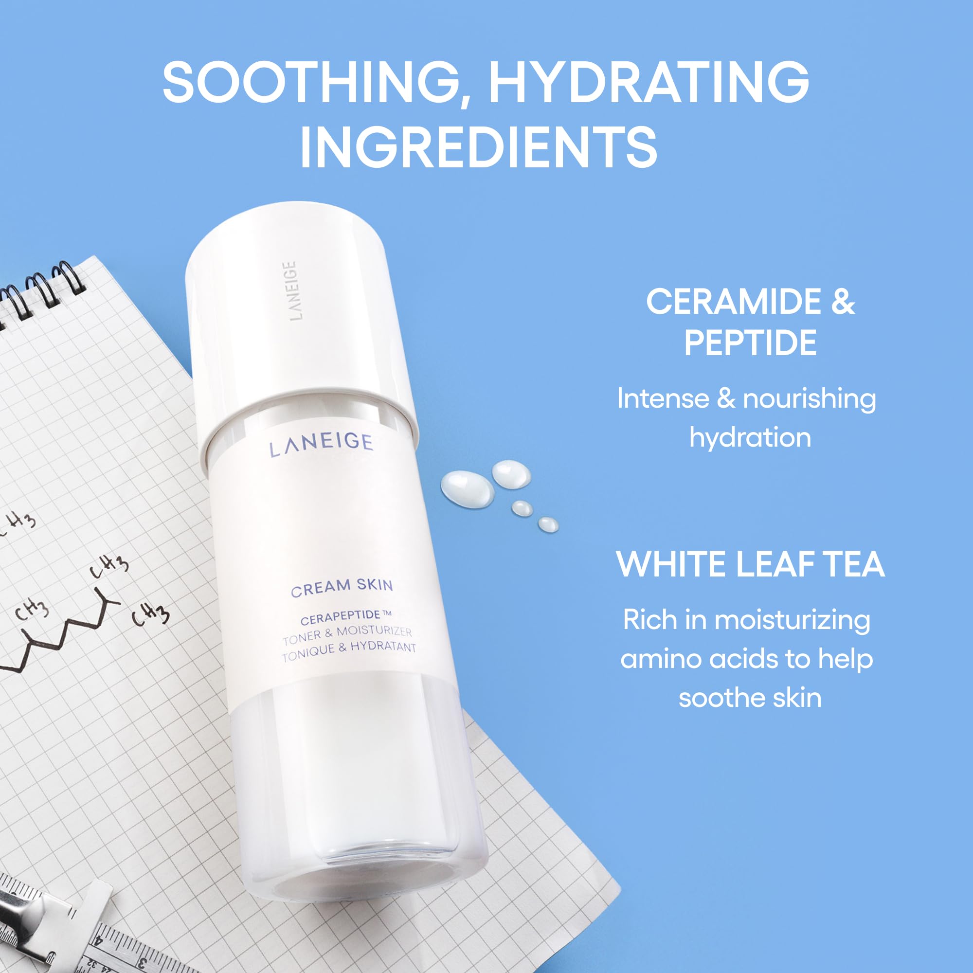 LANEIGE 320 ml bottle beside common items showing large size and value