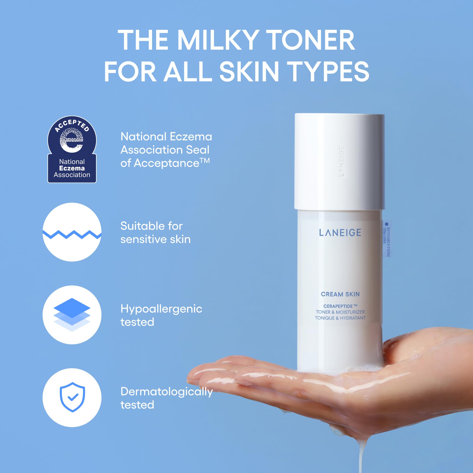 LANEIGE ingredient layout with ceramide and peptide focus for moisture retention