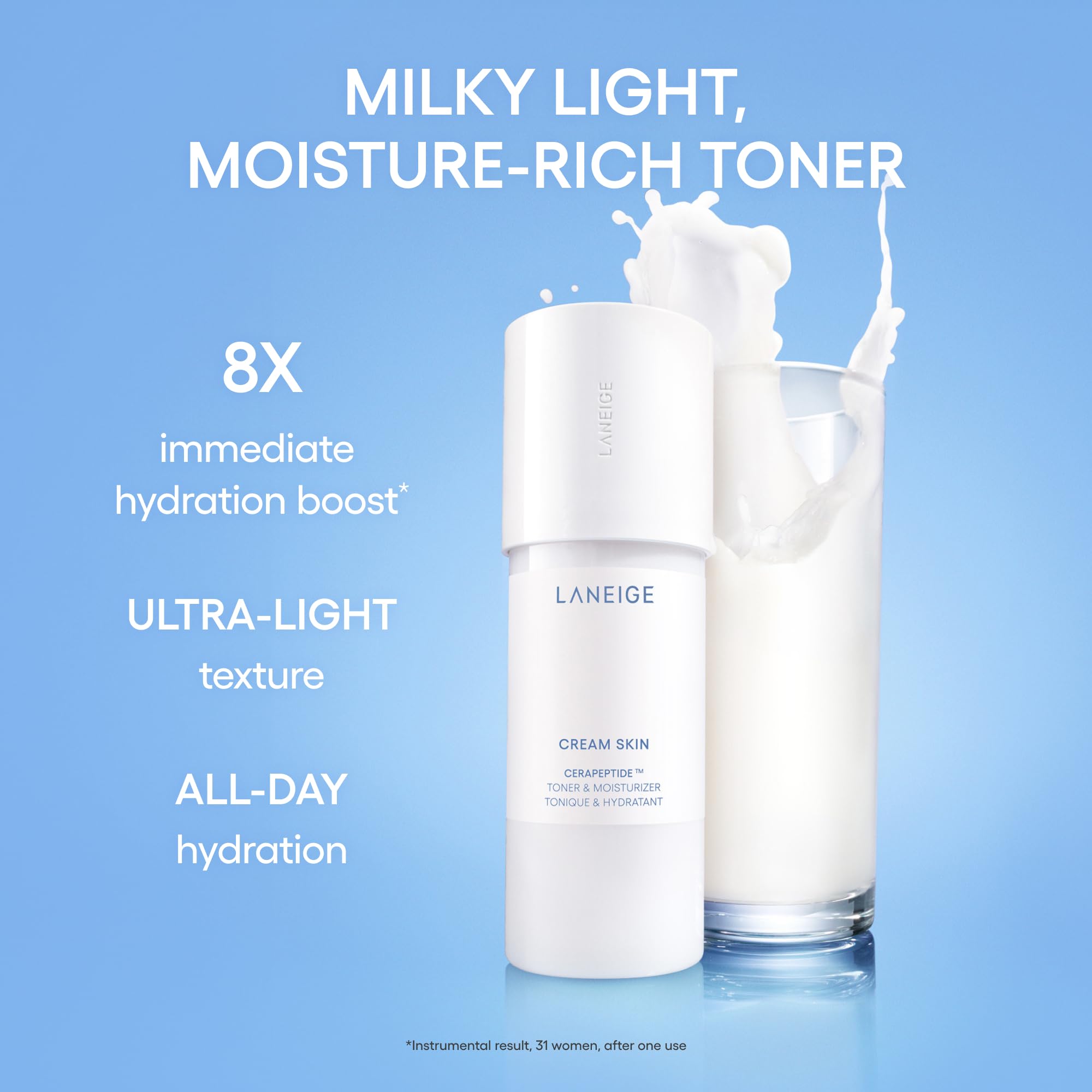 LANEIGE refill bottle top open indicating easy refill and sustainable packaging