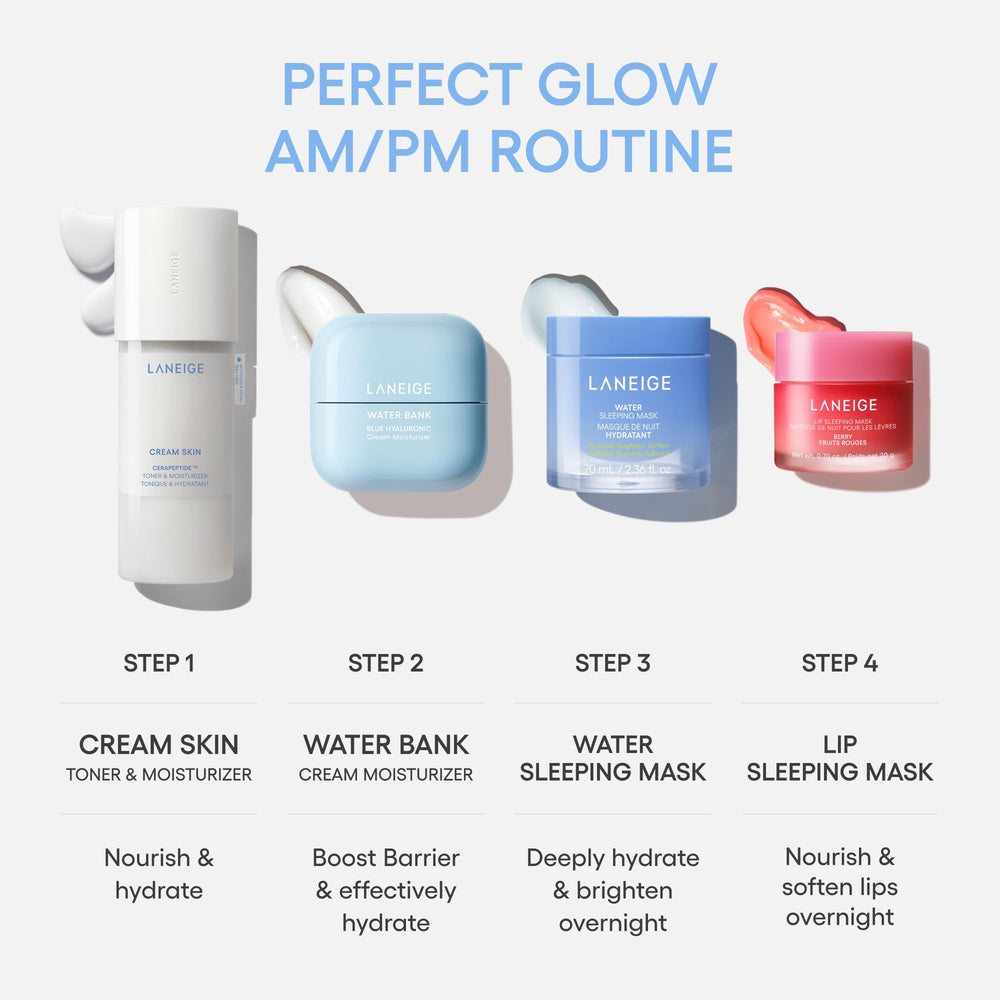 LANEIGE white leaf tea ingredient visual emphasizing soothing, amino-acid rich comfort