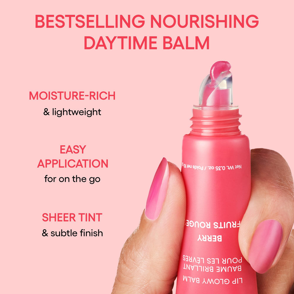 LANEIGE glowy balm applied to lips in daylight providing instant moisture and shine