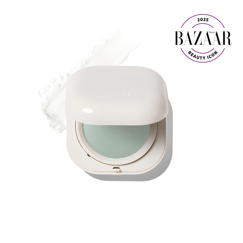 LANEIGE open compact with velvet puff demonstrating easy touch-up convenience
