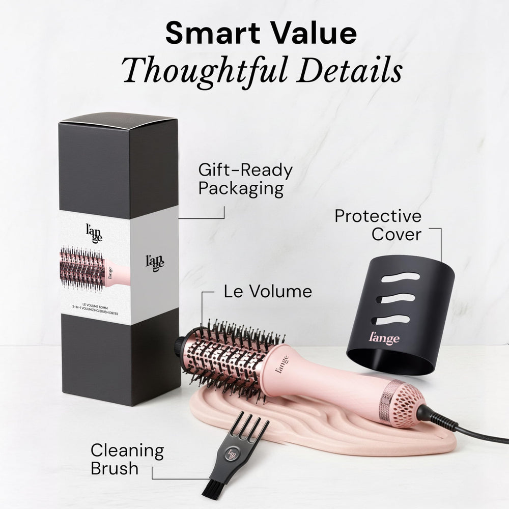 L'ANGE HAIR lifestyle bathroom setup showing salon-quality finish at home