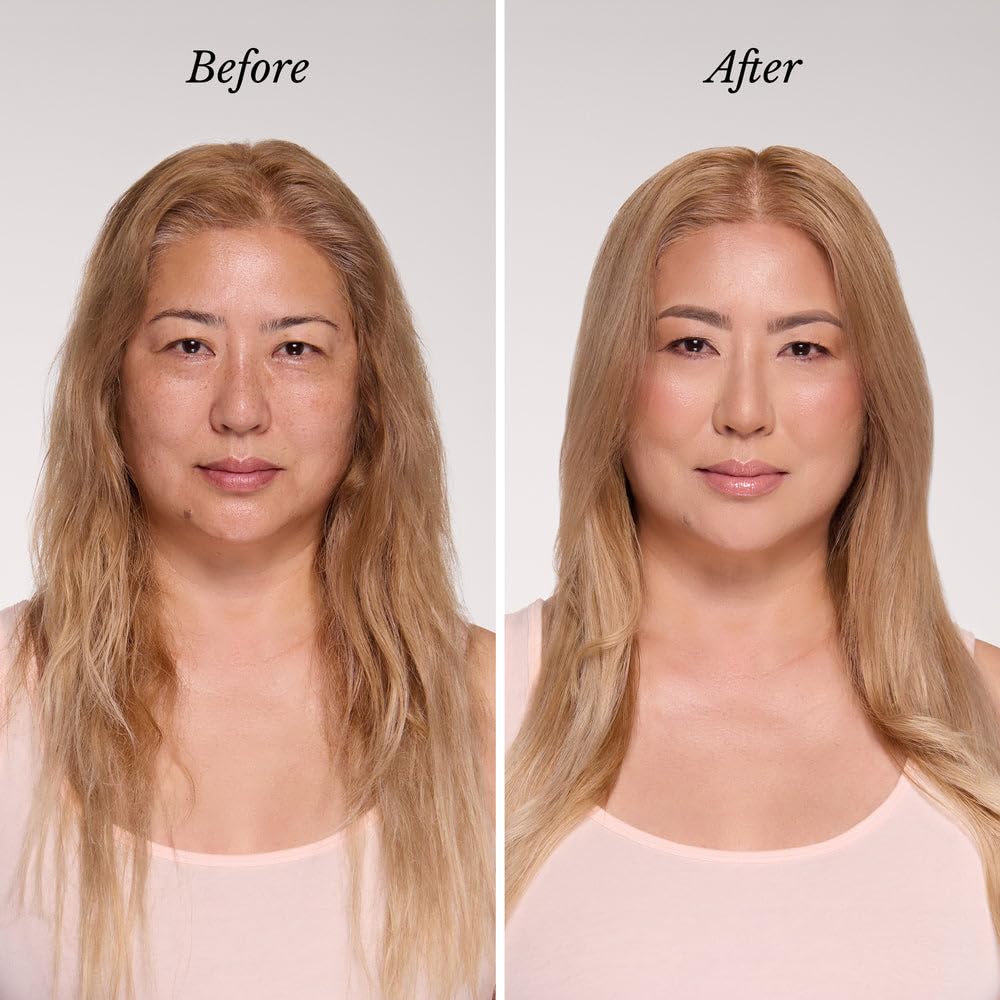 L'ANGE HAIR before and after image showing improved shine and smoothness