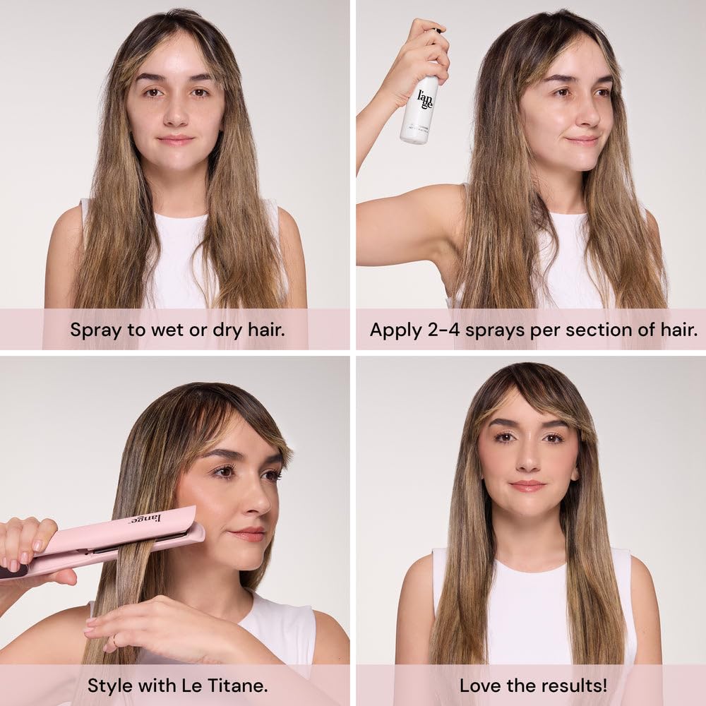 L'ANGE HAIR being misted on damp hair for pre-blowout protection