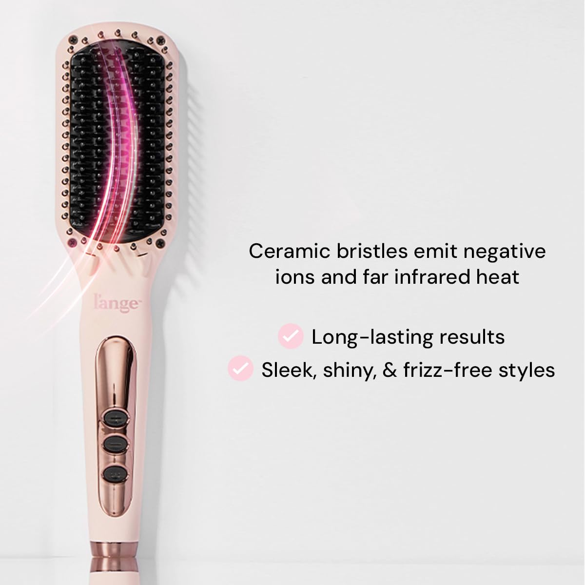 L'ANGE HAIR Le Vite smoothing a wavy section demonstrating faster straightening benefit