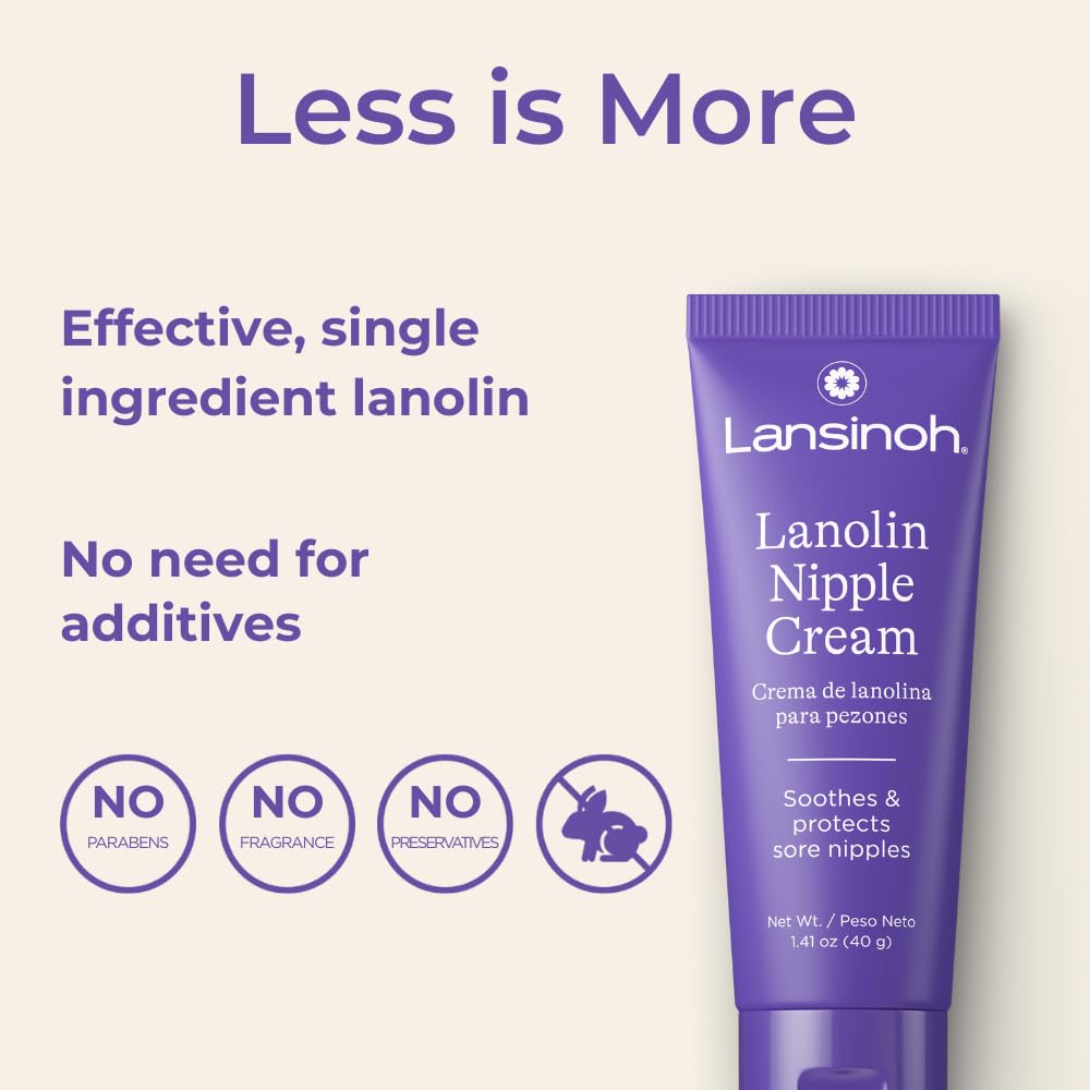Lansinoh two tubes next to ruler showing compact travel size benefit
