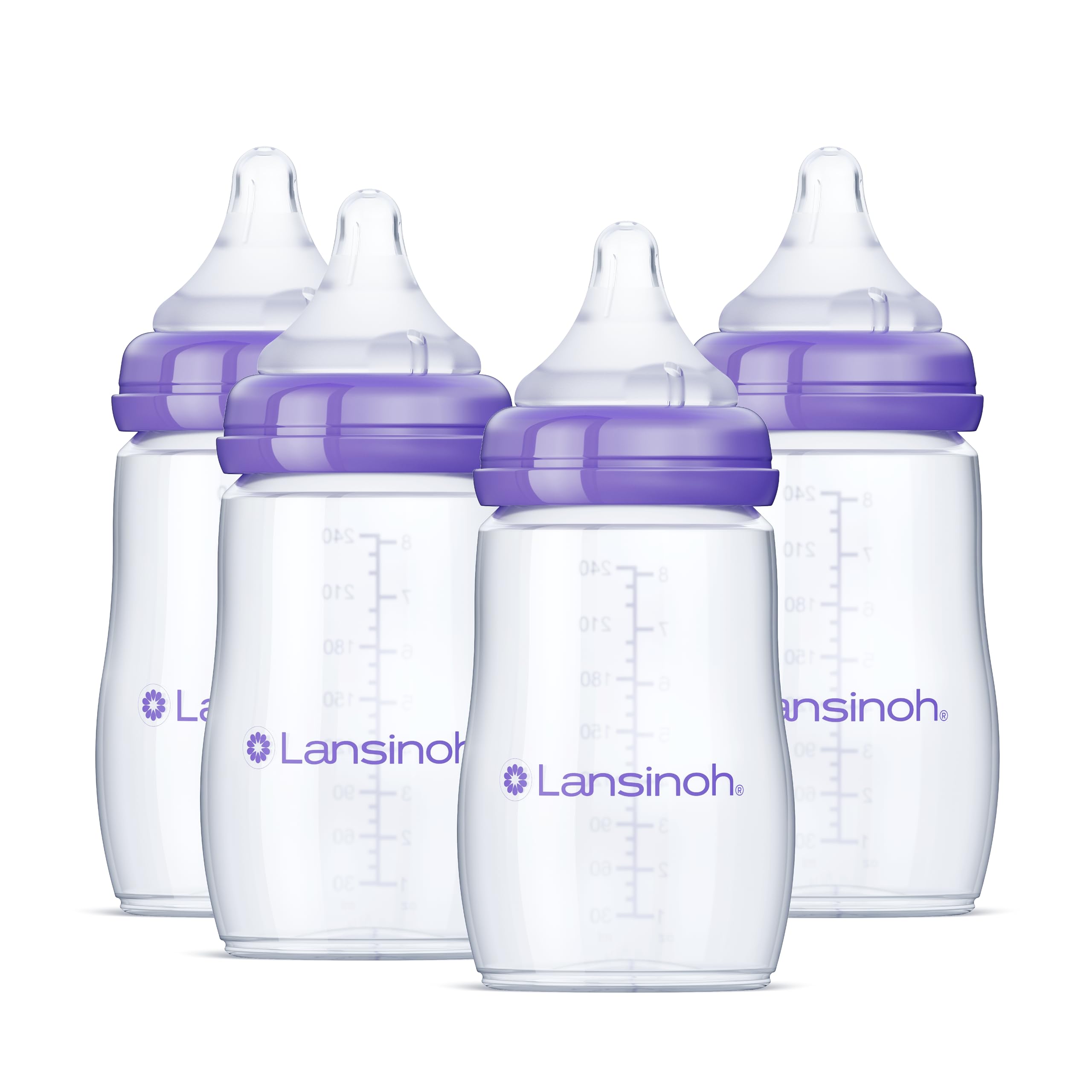 Lansinoh front packaging showing four 8oz bottles for easy identification and purchase