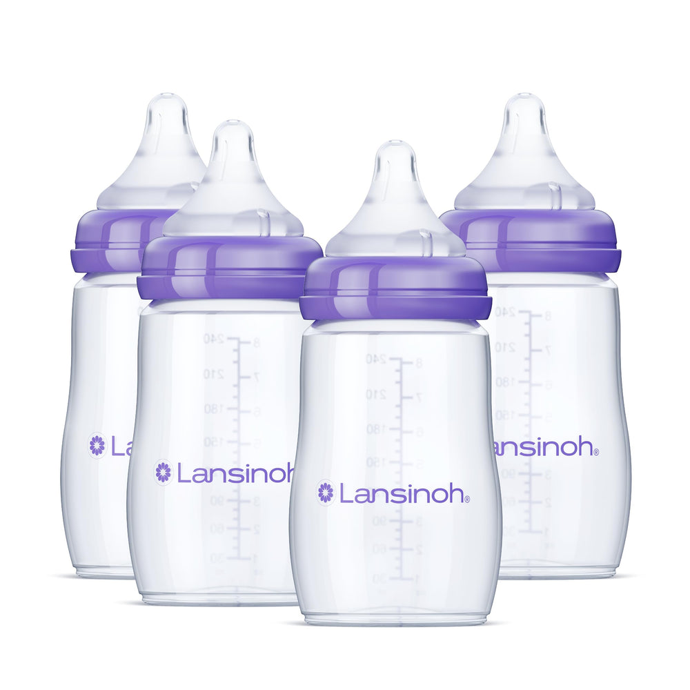Lansinoh front packaging showing four 8oz bottles for easy identification and purchase