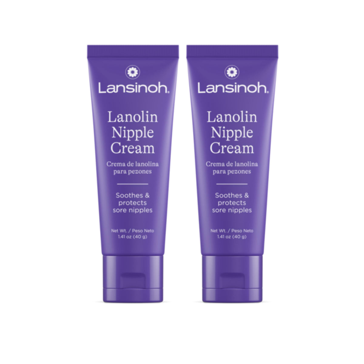 Lansinoh front view of two tubes showing packaging and convenience