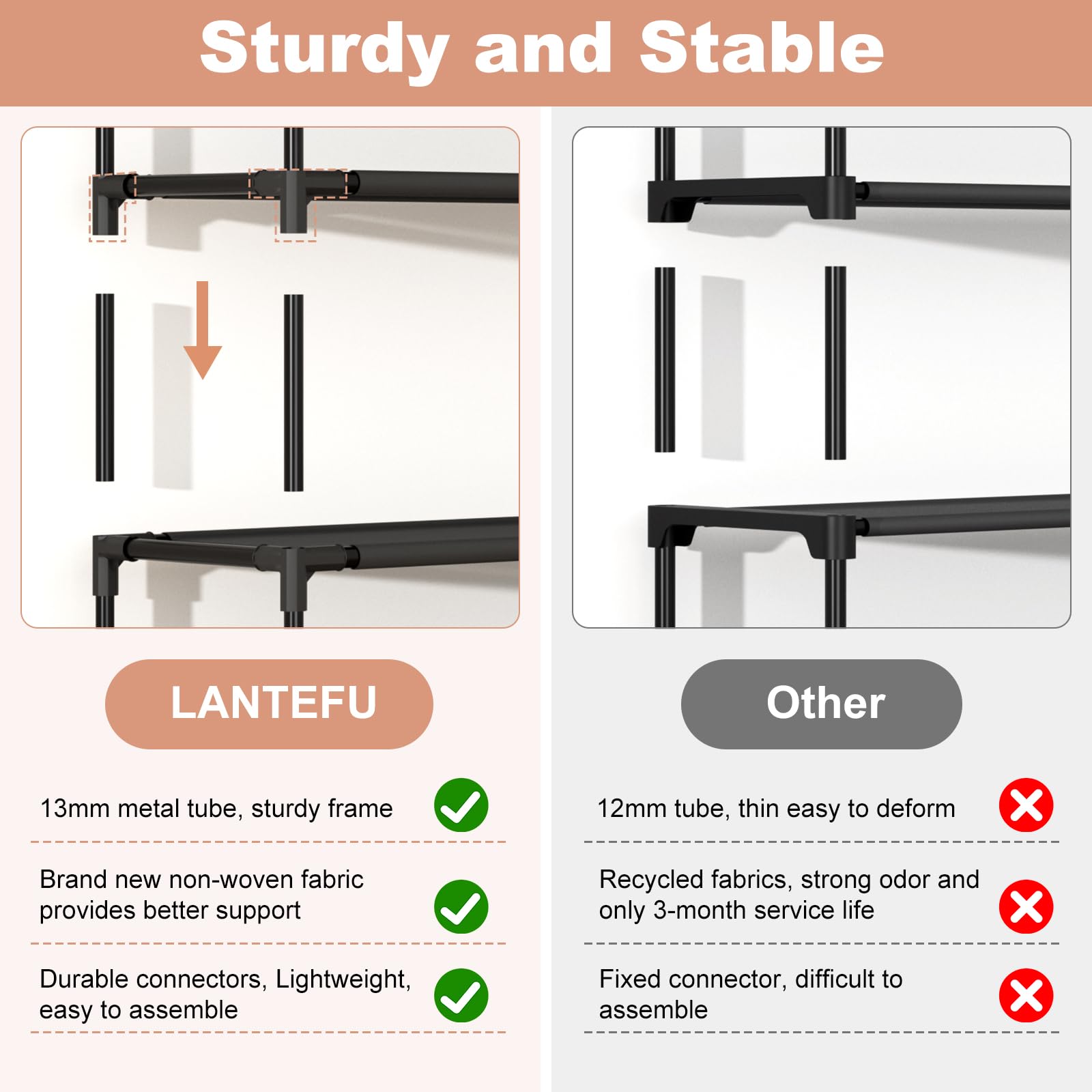 LANTEFUL with one shelf removed to fit tall boots and maximize vertical room