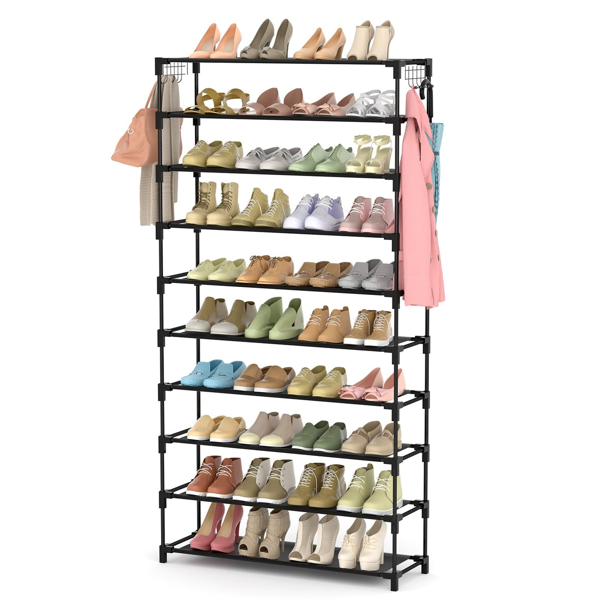 LANTEFUL front view assembled shoe rack shows large capacity and tidy storage