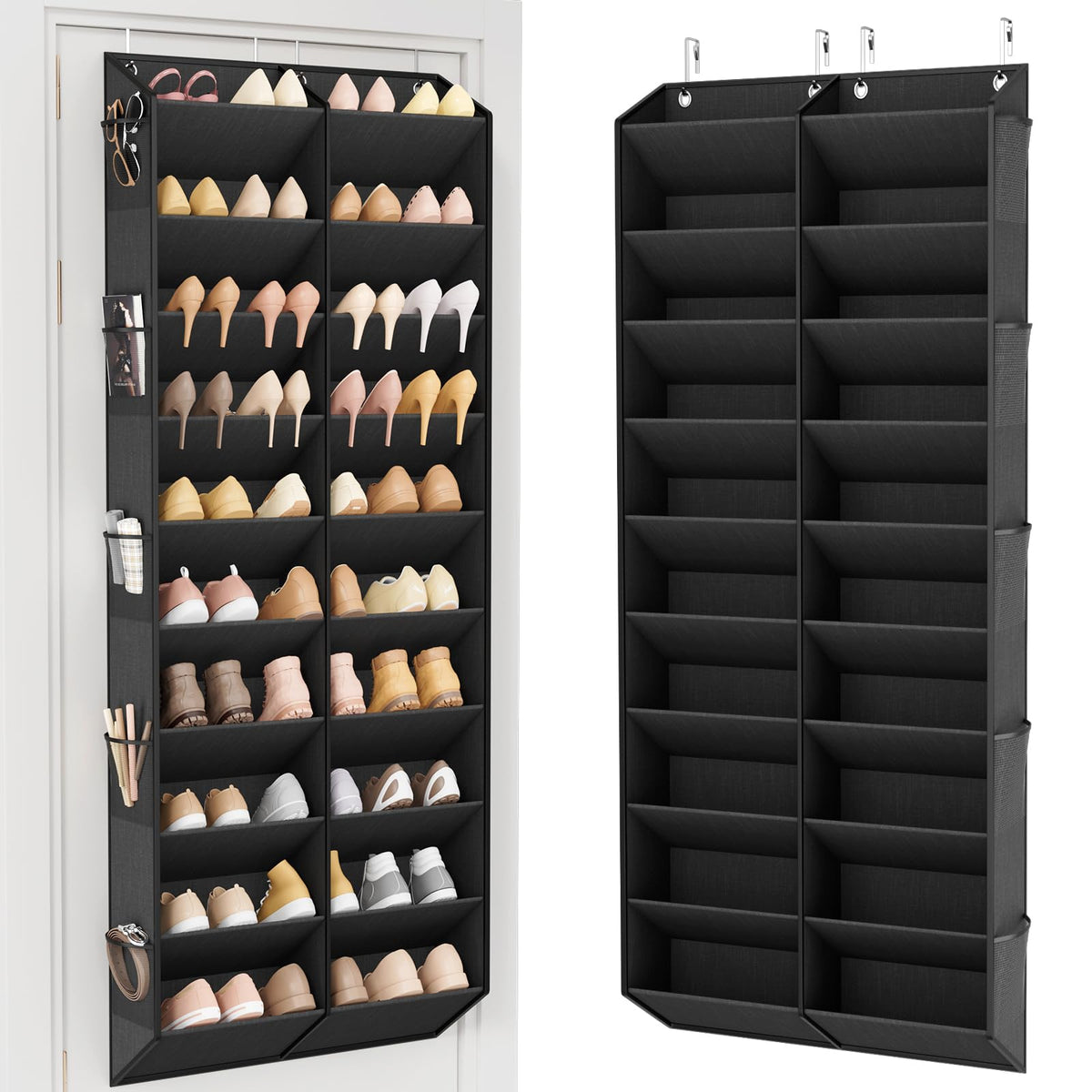 LANTEFUL front view hanging shoe organizer showing tidy space-saving storage