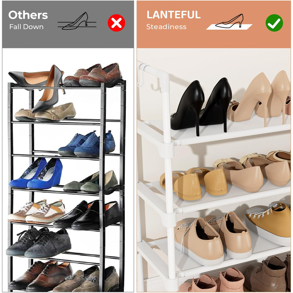 LANTEFUL filled shoe rack in entryway creating tidy first-impression benefit