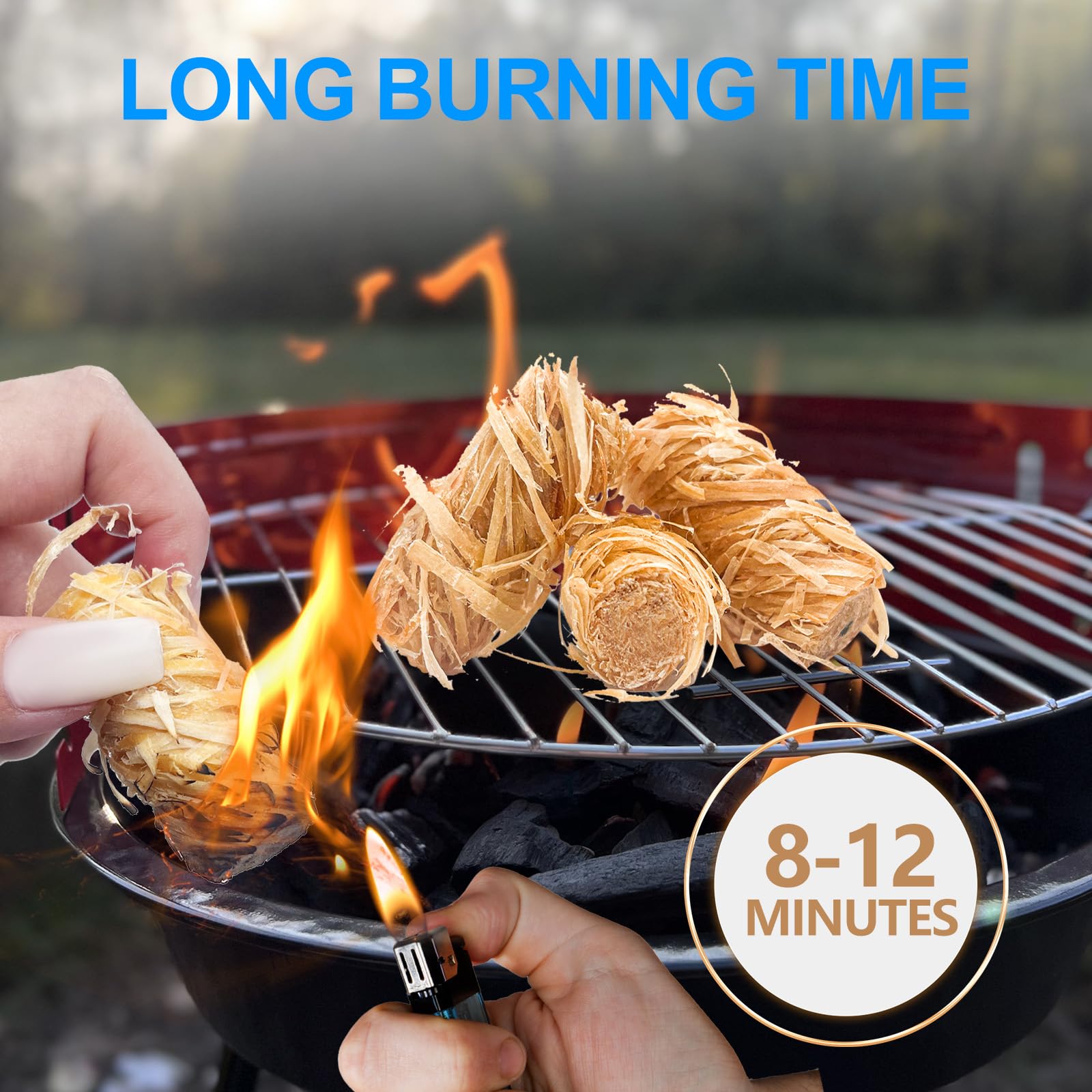 LantingMing cube igniting charcoal producing steady flame, quicker grill startup benefit