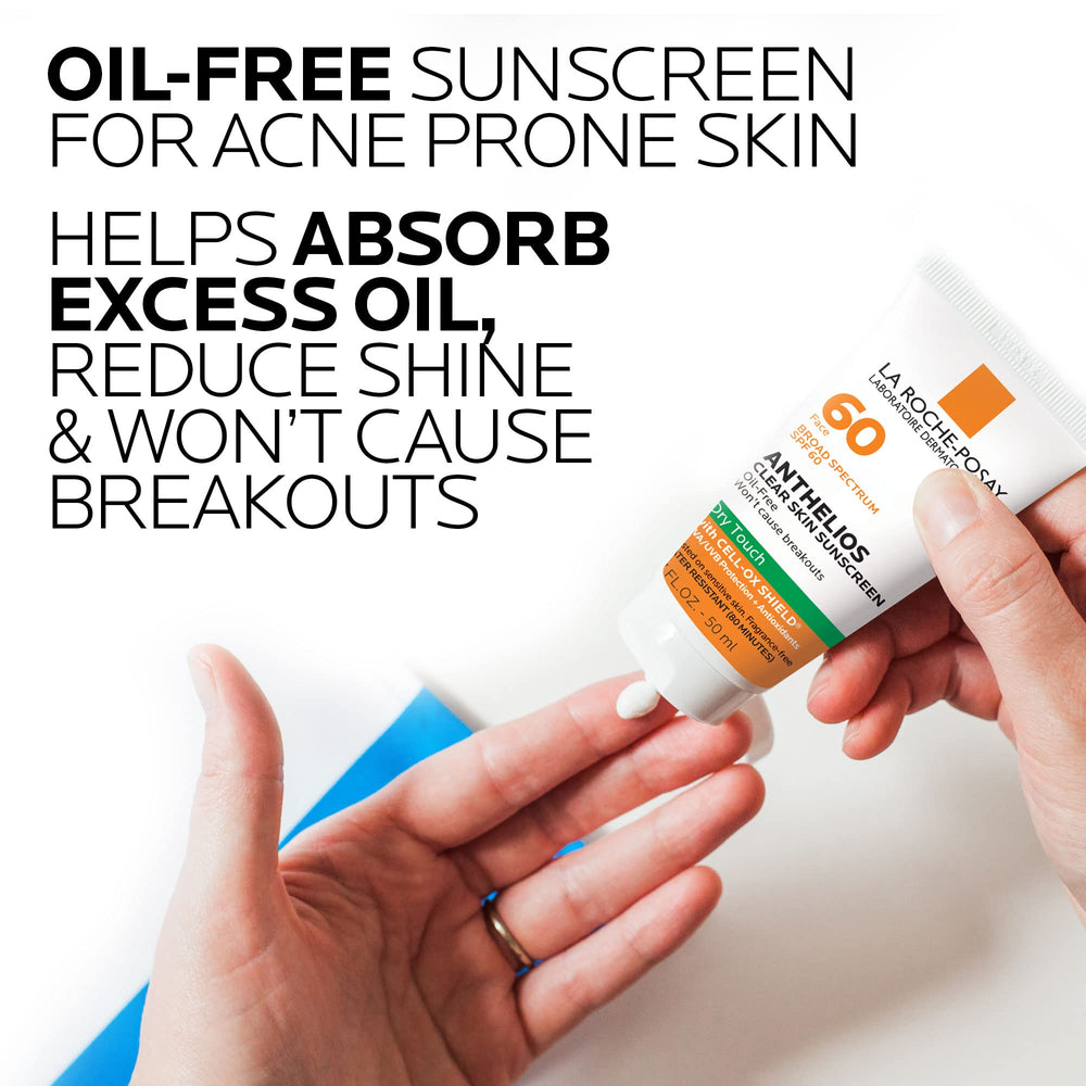 La Roche-Posay sunscreen being dabbed on hand demonstrating smooth application and oil control