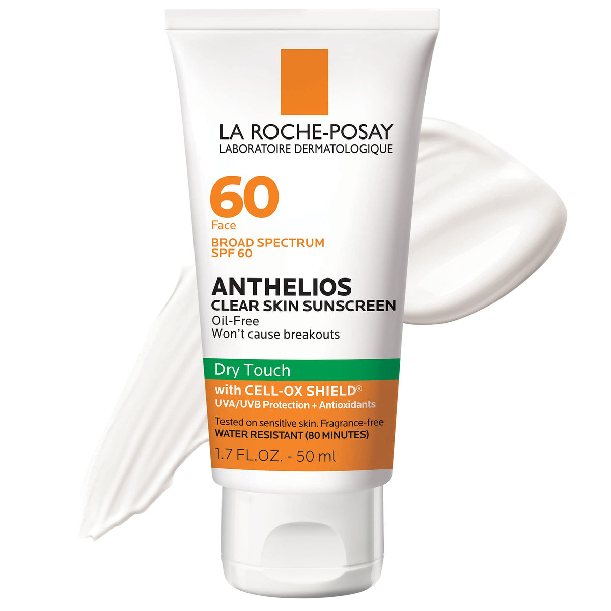 La Roche-Posay product front packaging showing SPF 60 and matte claims for clear skin