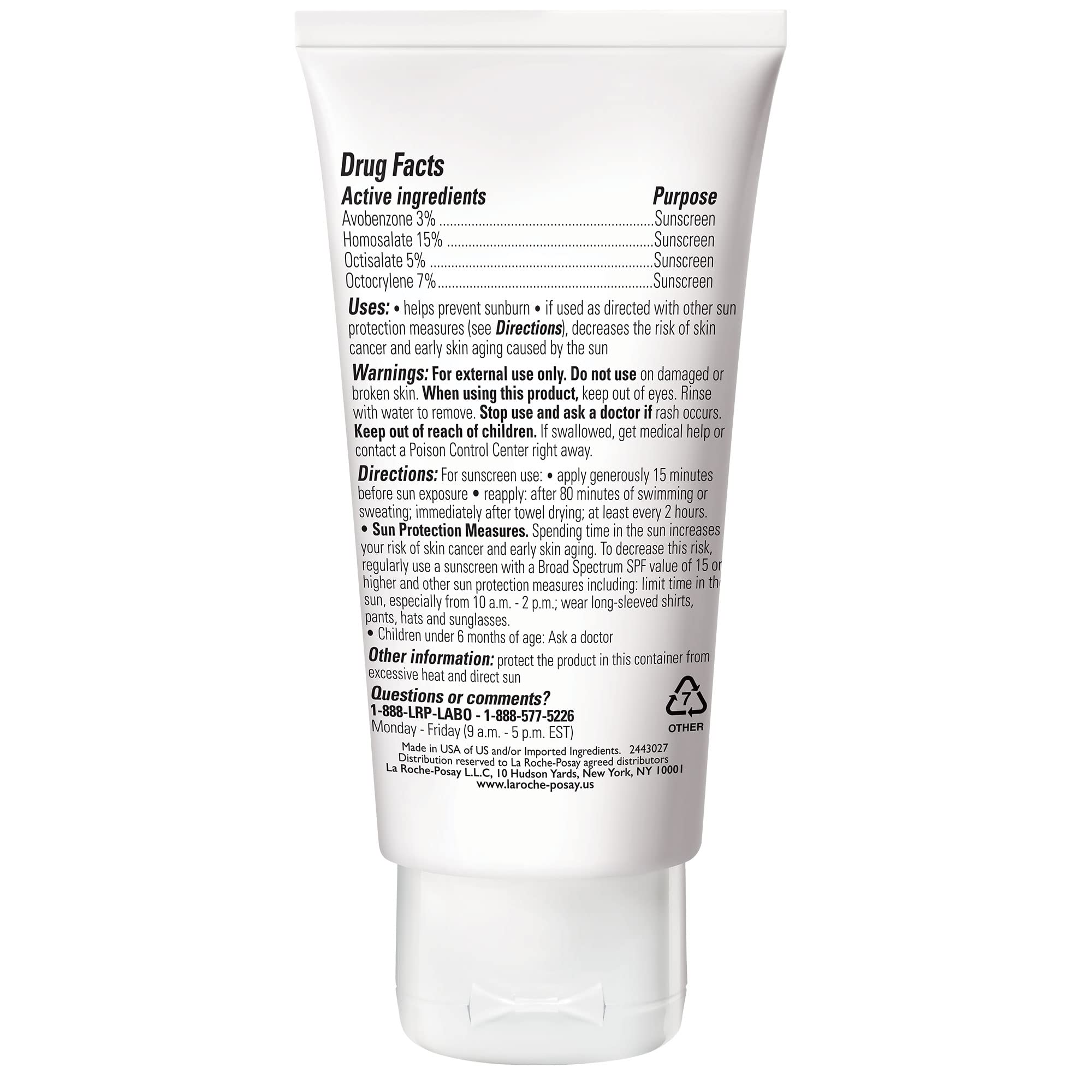 La Roche-Posay sunscreen tube next to a credit card showing 1.7 oz size and portability