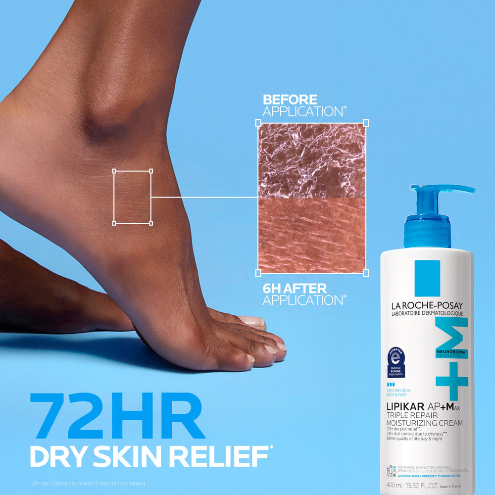 La Roche-Posay applied to forearm illustrating soothing effect on dry skin