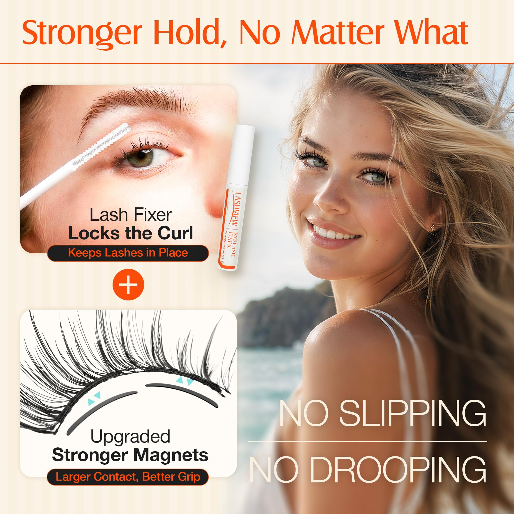 LASHVIEW before and after eye comparison illustrating natural cat-eye enhancement