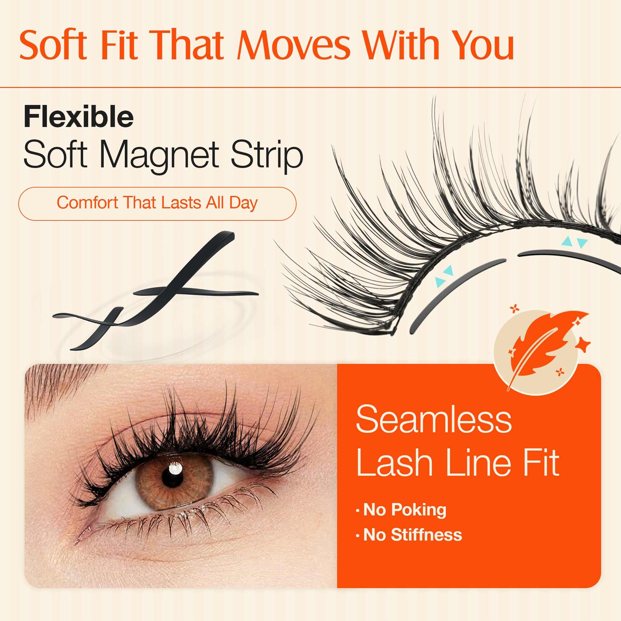 LASHVIEW closeup of thin magnetic lash band highlighting comfortable lightweight design