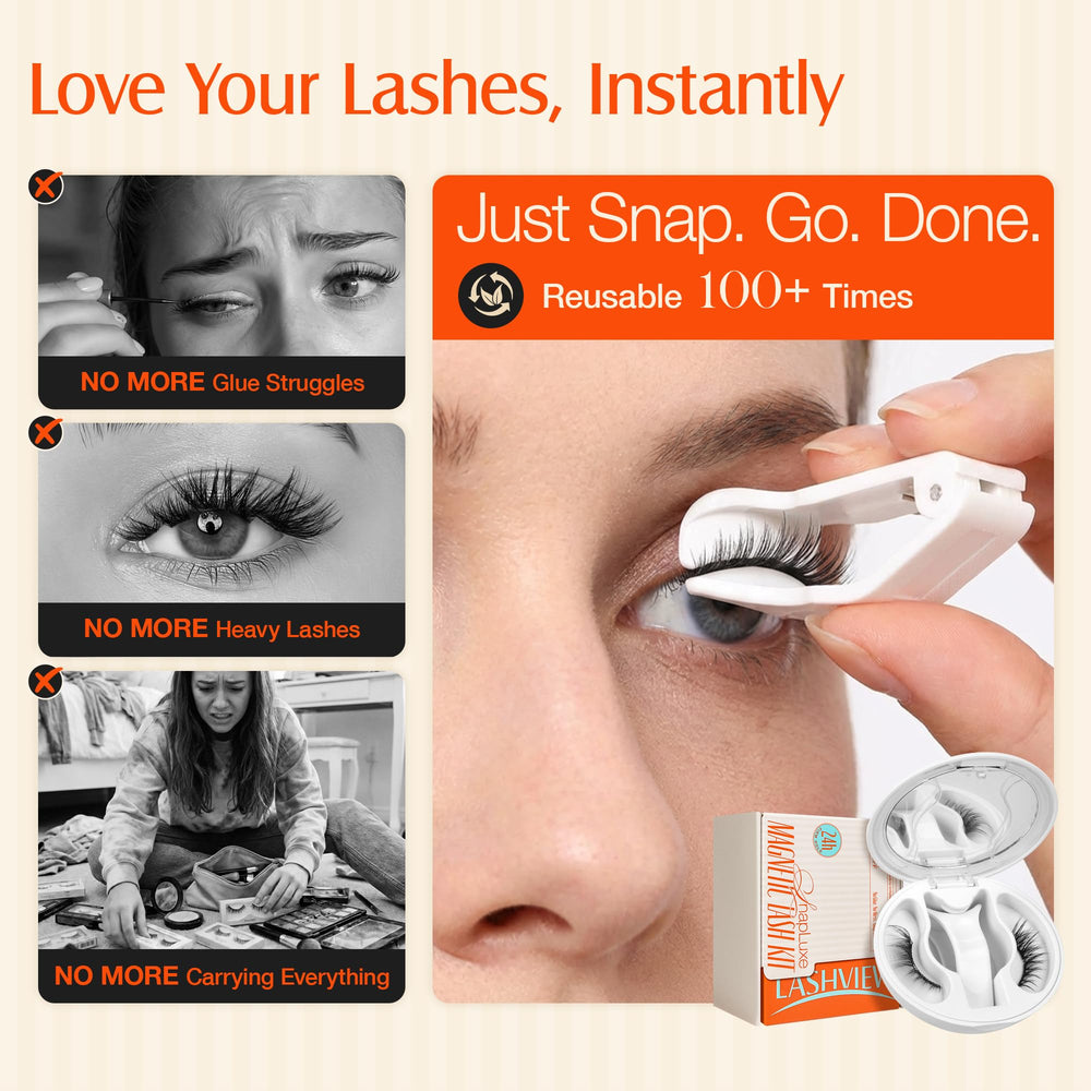 LASHVIEW lashes held in hand to show scale and delicate wispy fiber construction